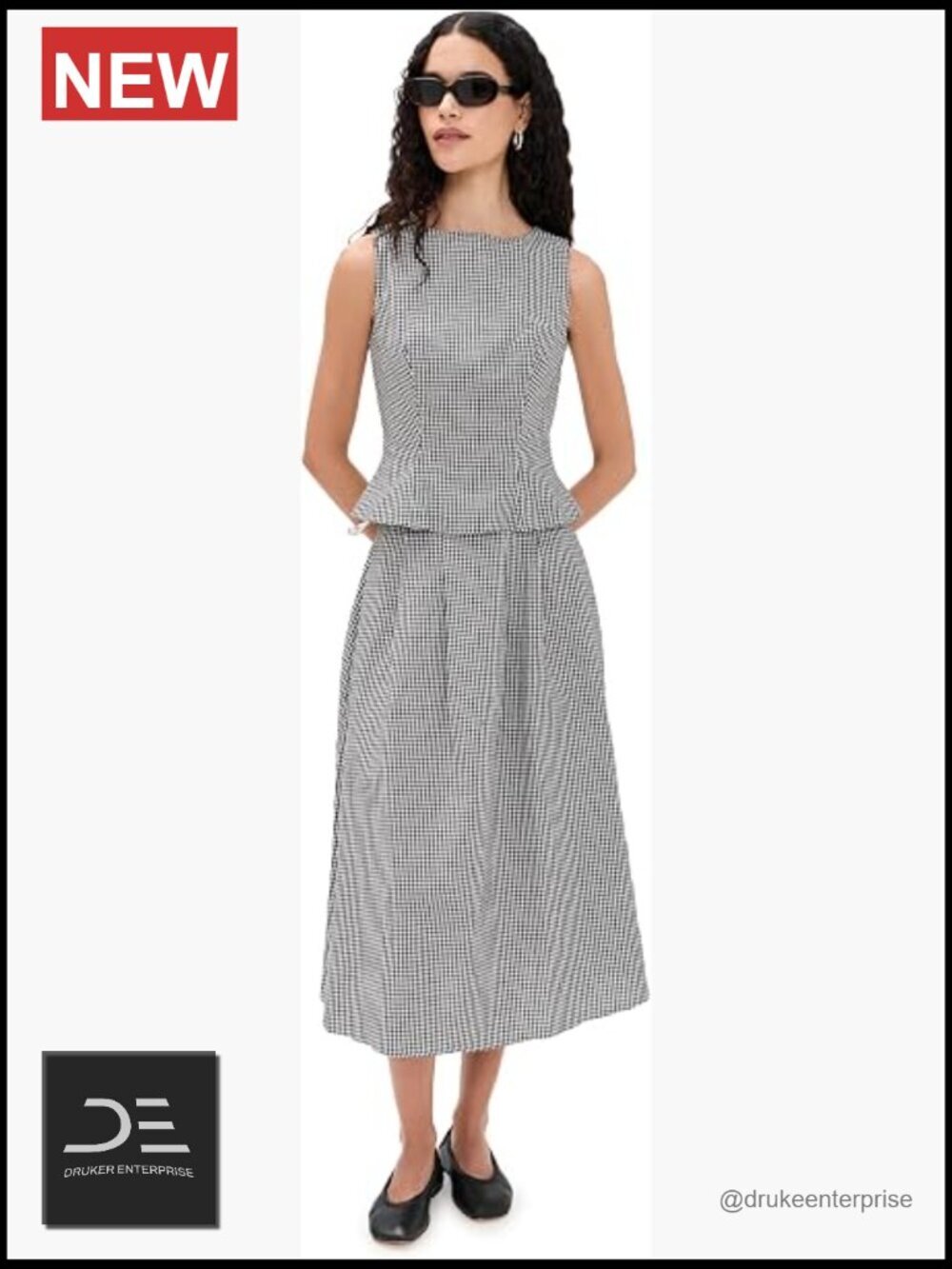 Women's Linen Two Piece Pant Set - Sleeveless Top & Skirt